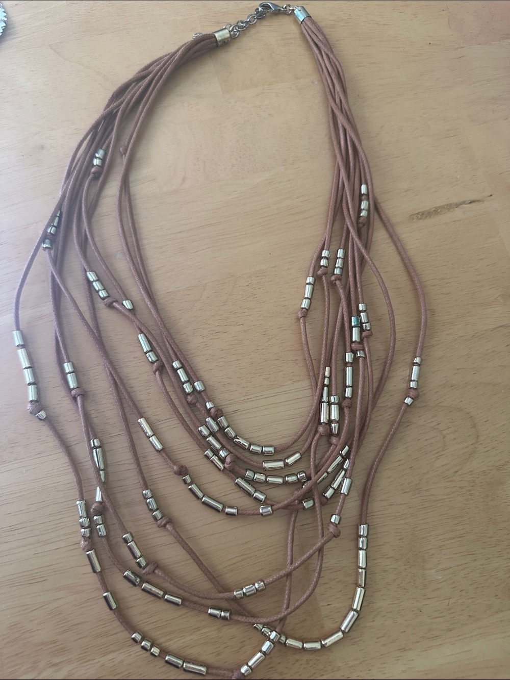 Boho Multi-Strand brown Cord Bead Necklace